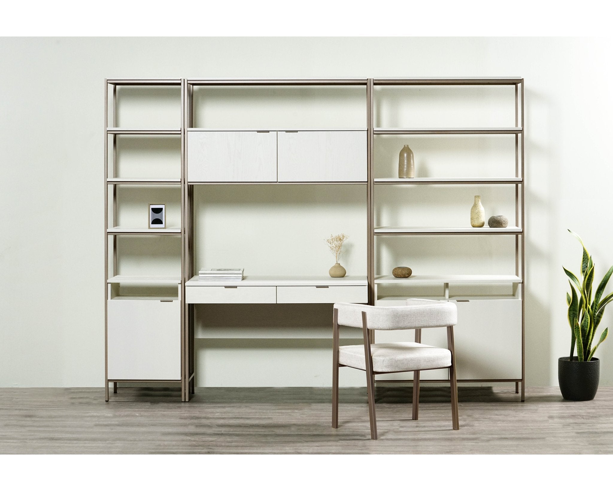 Sunpan Ambrose Modular Bookcase Large Champagne Gold Cream
