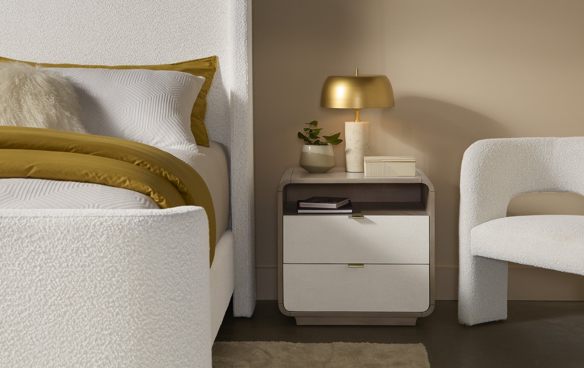 Sunpan Kayden Nightstand Oyster Shagreen