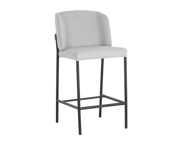 Sunpan Pearce Counter Stool Light Grey / Bravo Cognac Set Of 2