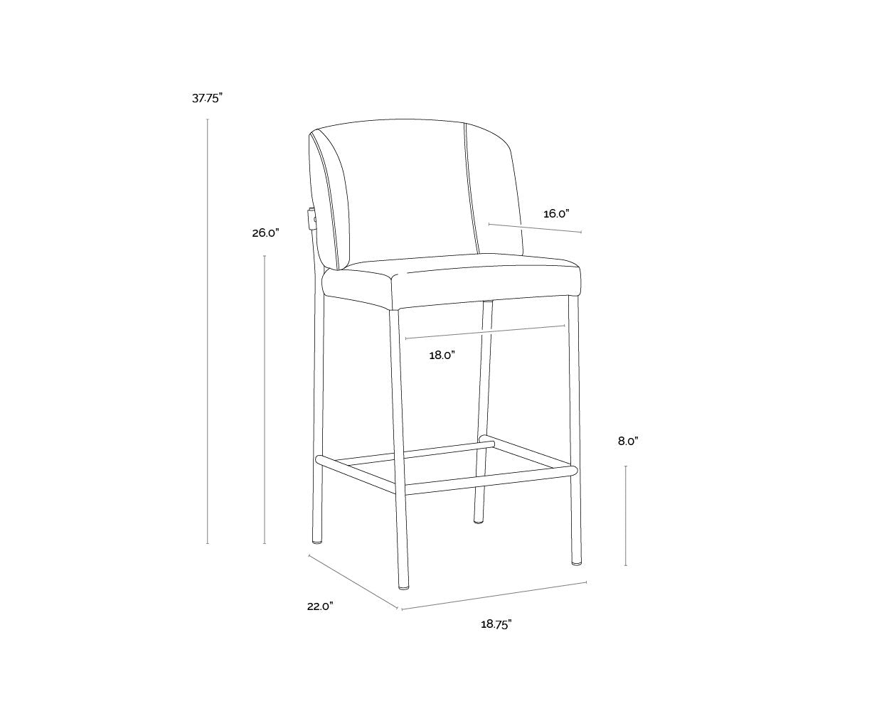 Sunpan Pearce Counter Stool Light Grey / Bravo Cognac Set Of 2