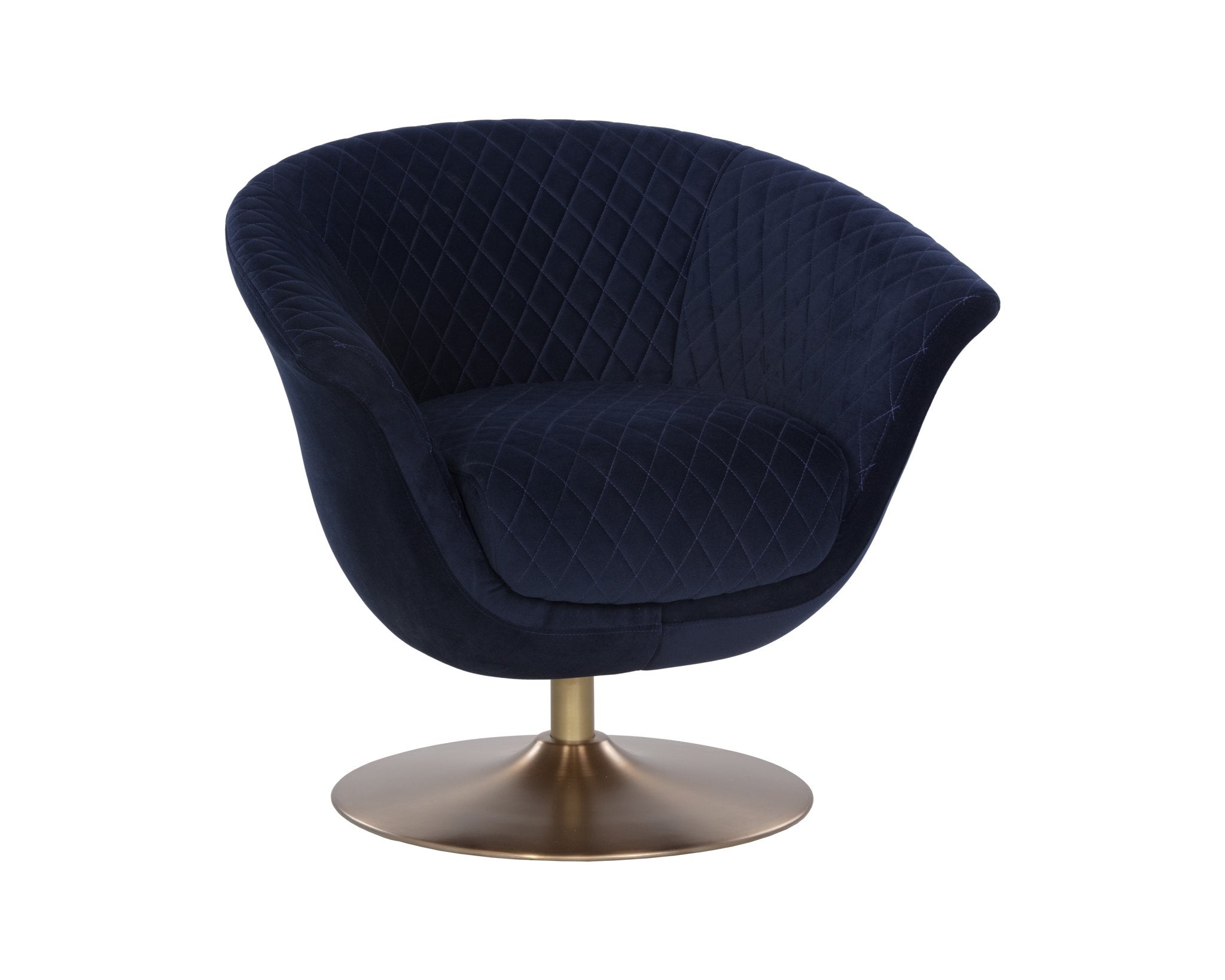 Sunpan Carine Swivel Lounge Chair Quilted Abbington Navy