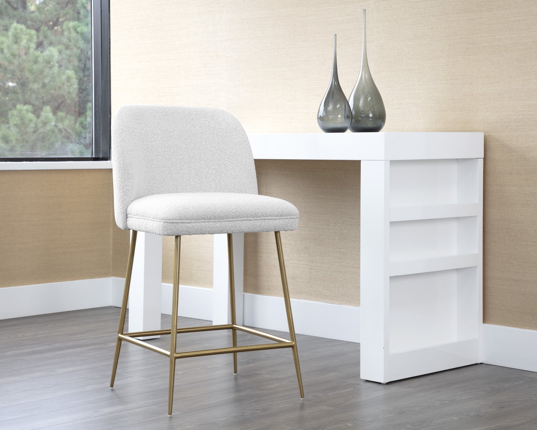 Sunpan Kelty Counter Stool Gold Copenhagen White