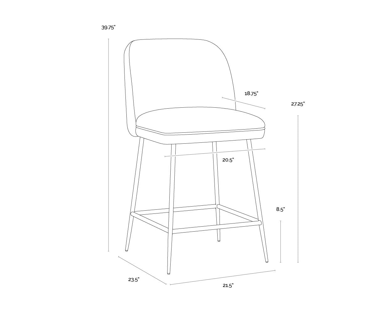 Sunpan Kelty Counter Stool Gold Copenhagen White