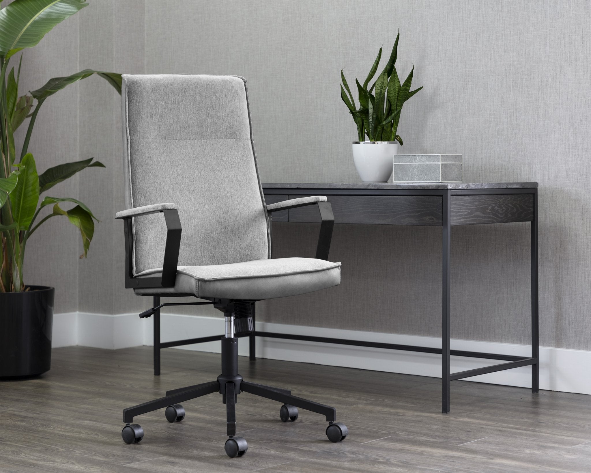 Sunpan Swanson Office Chair Polo Club Stone / Bravo Metal