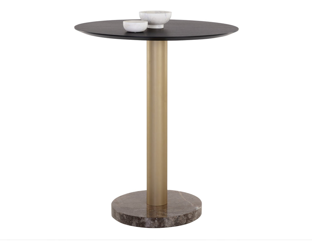 Sunpan Monaco Bar Table Gold Grey Marble / Charcoal Grey