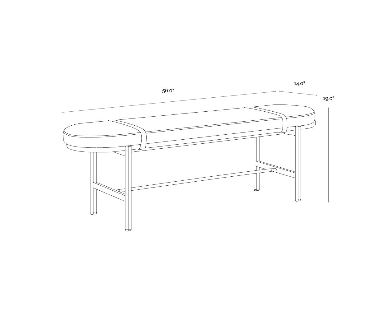 Sunpan Elaine Bench Polo Club Muslin