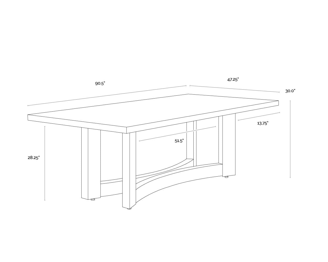 Sunpan Arezza Dining Table 90.5"
