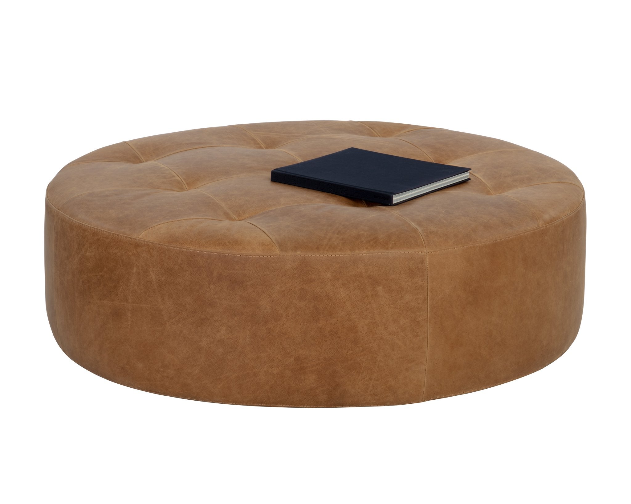 Sunpan Nilda Ottoman Camel Leather