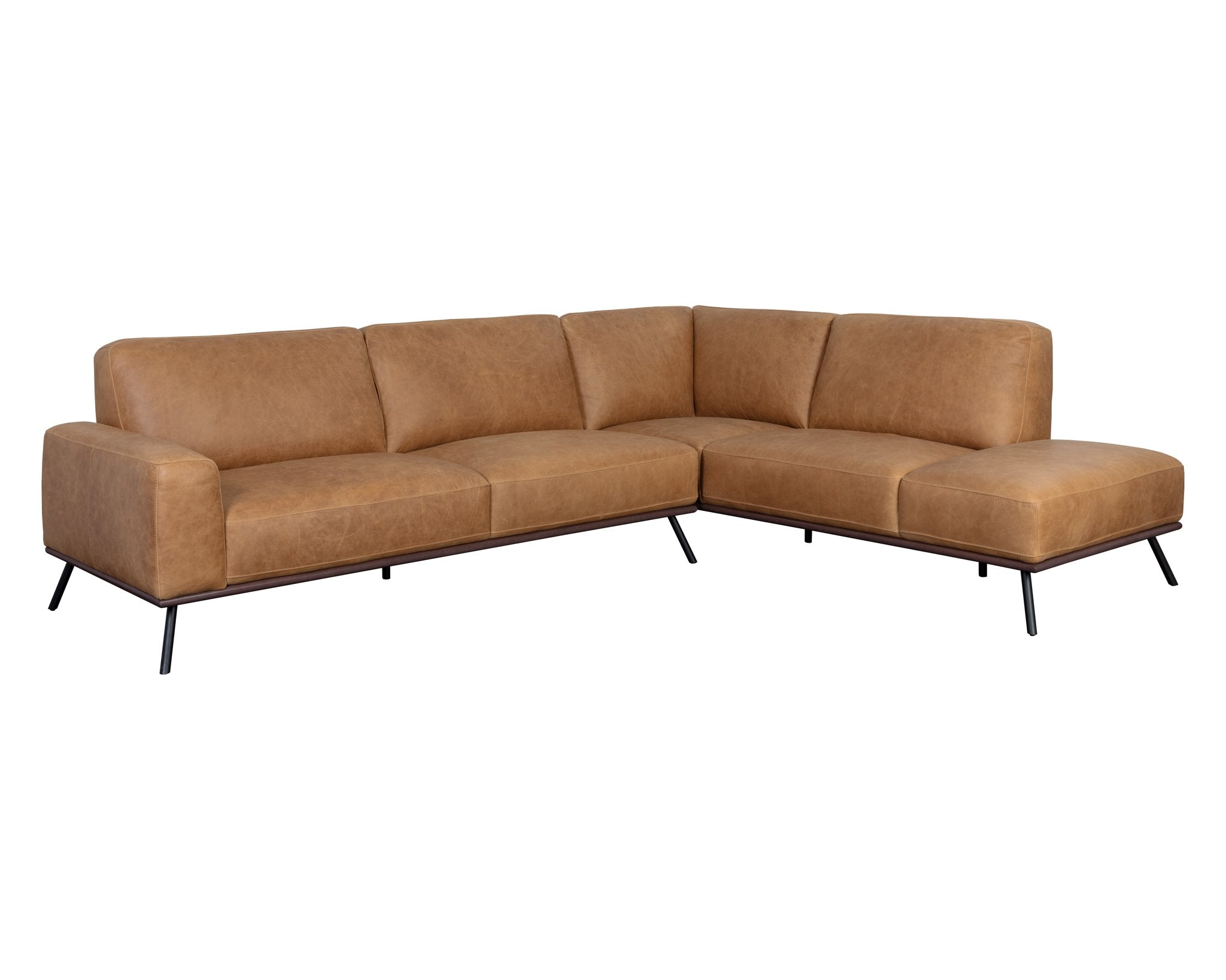 Sunpan Brandi Sofa Chaise Raf Camel Leather