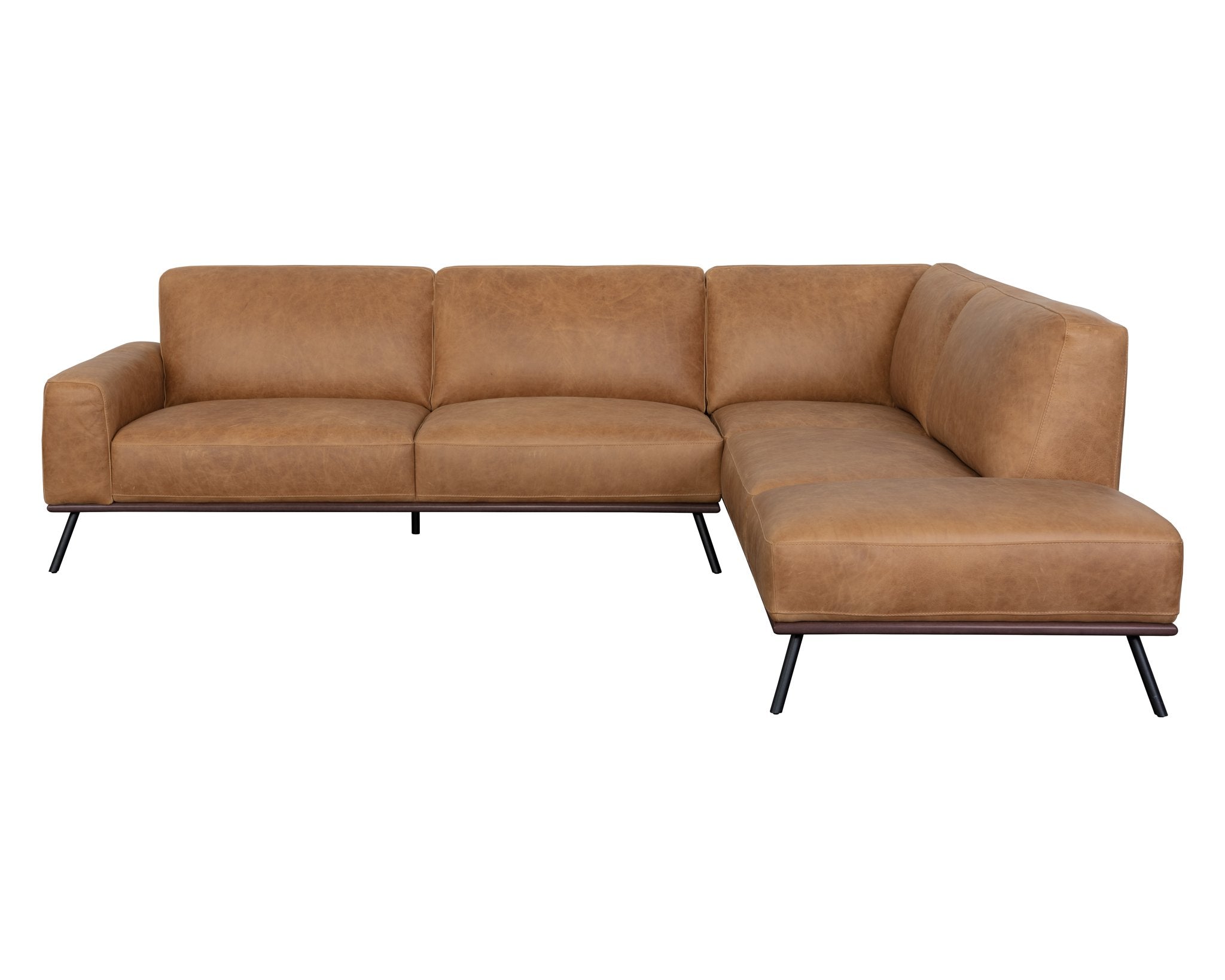 Sunpan Brandi Sofa Chaise Raf Camel Leather