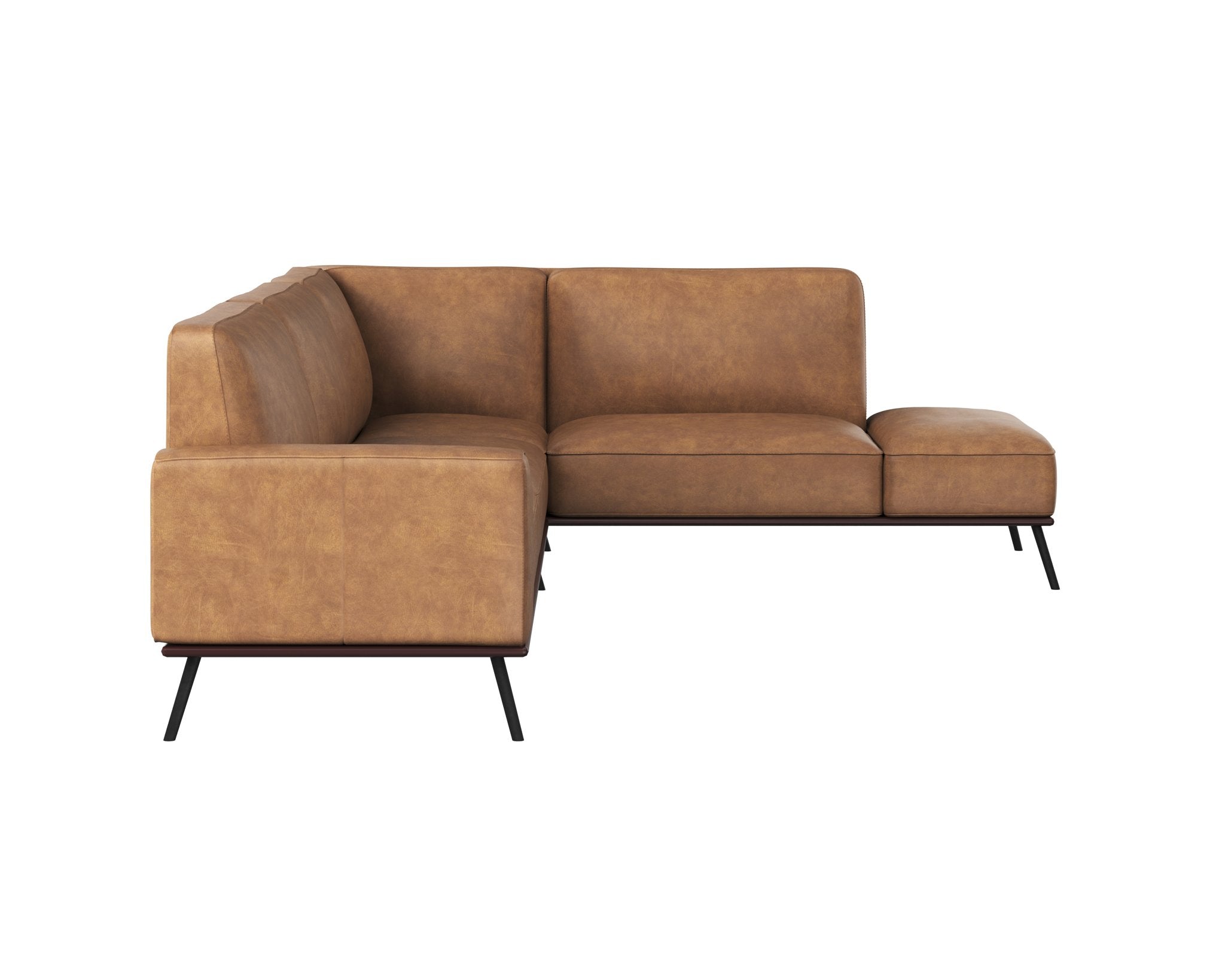 Sunpan Brandi Sofa Chaise Raf Camel Leather