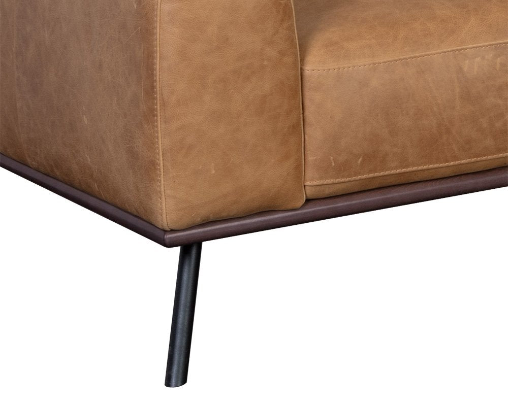 Sunpan Brandi Sofa Chaise Raf Camel Leather