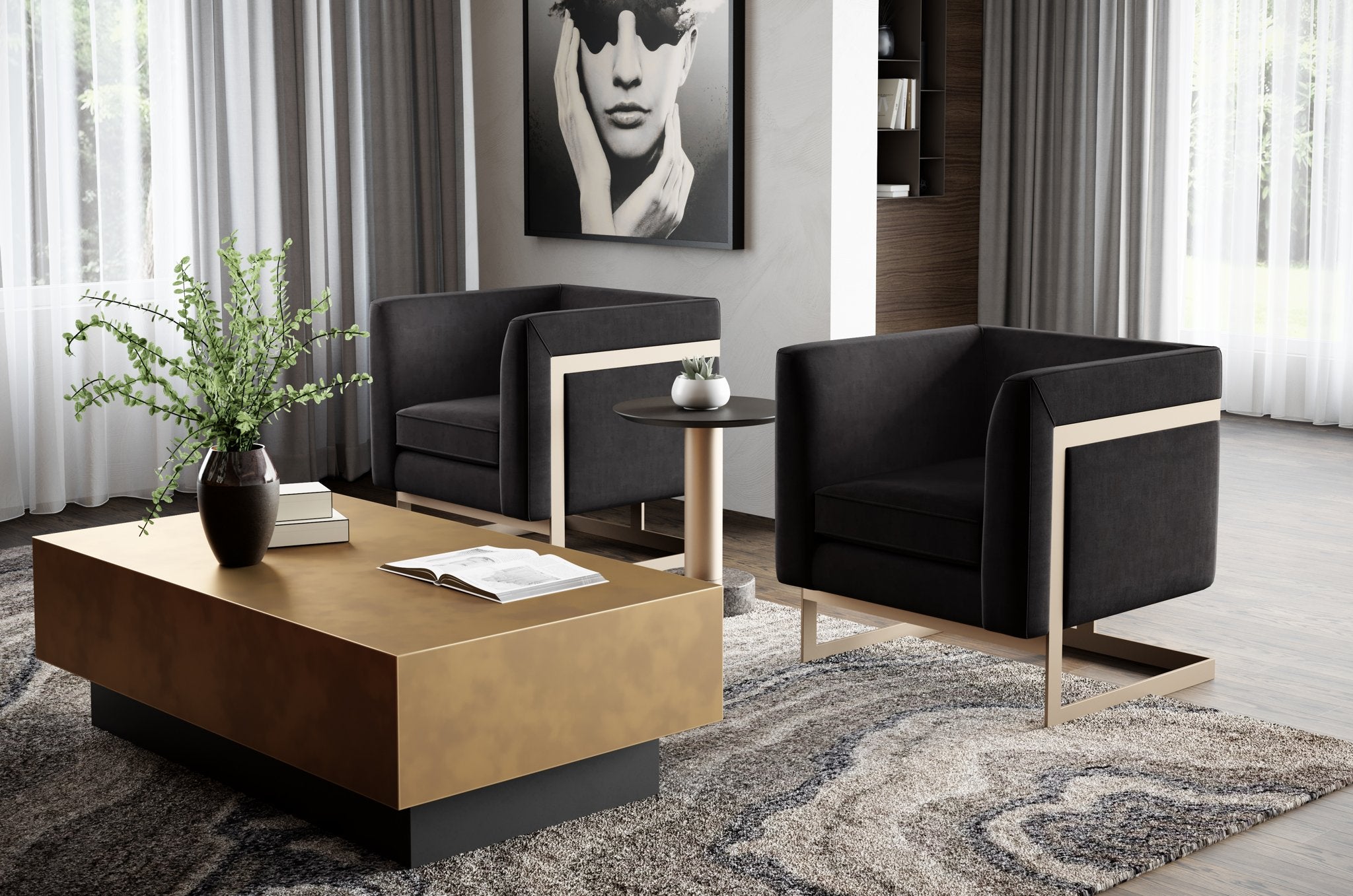 Sunpan Blakely Coffee Table Antique Brass