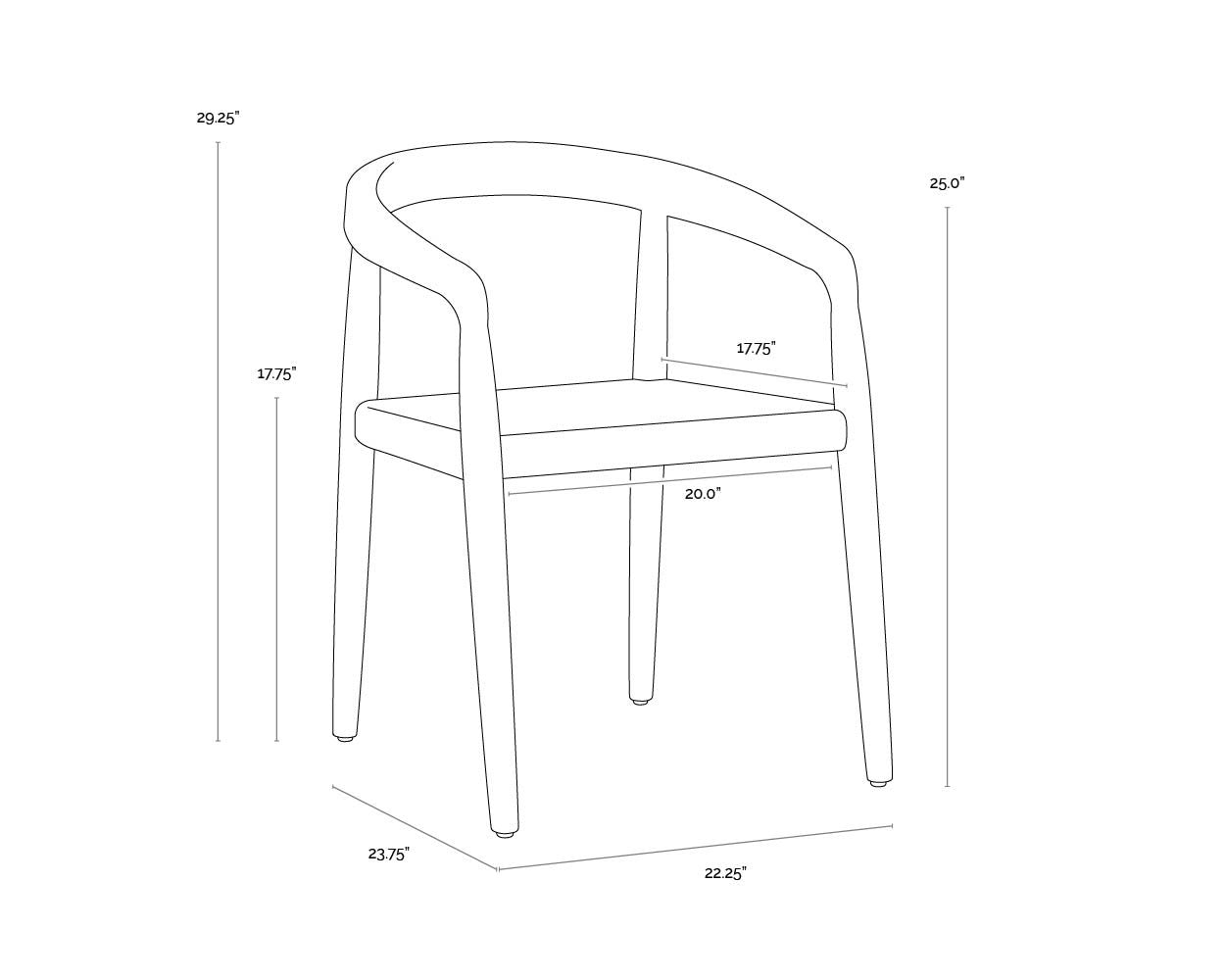 Sunpan Cayman Dining Armchair Charcoal