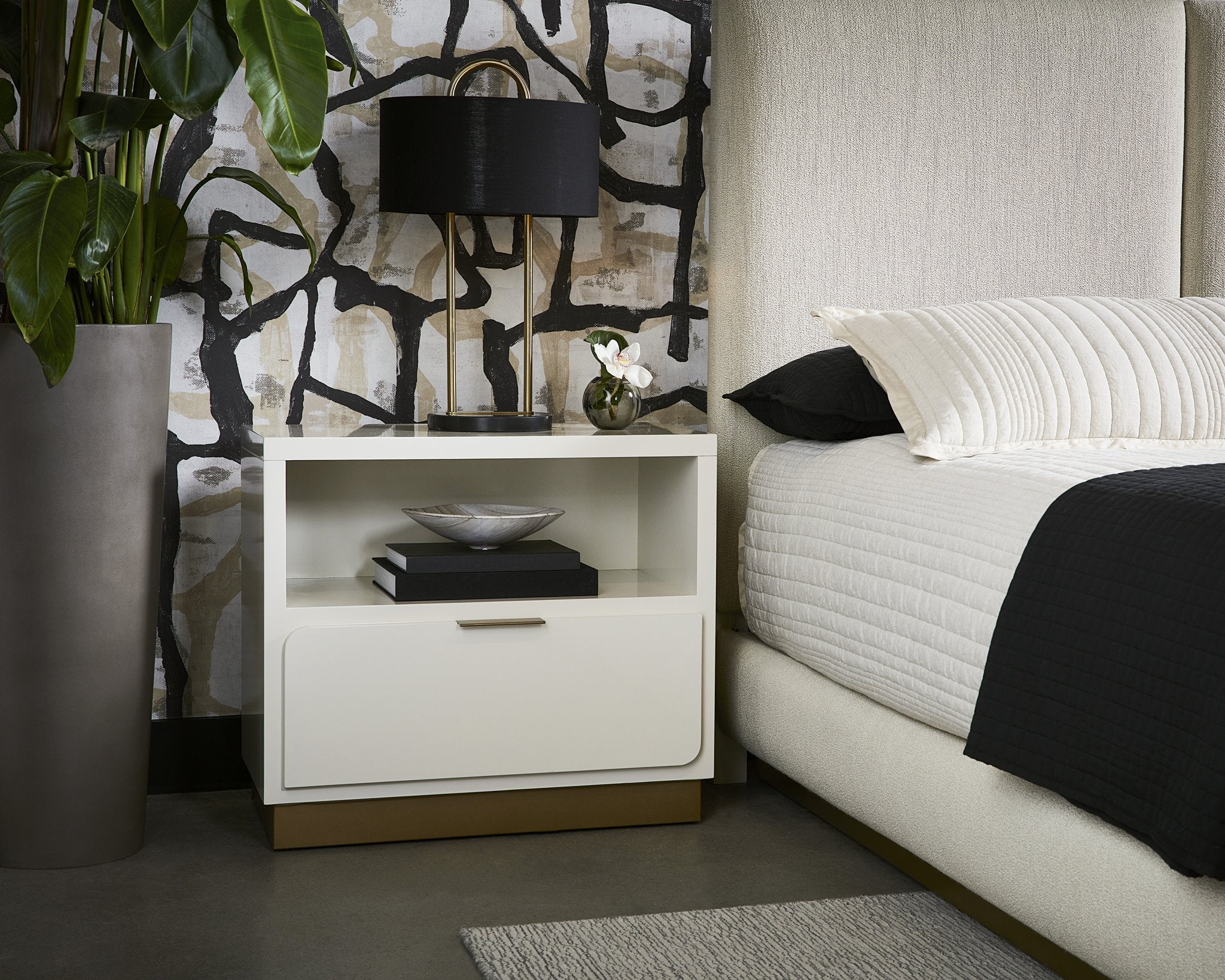 Sunpan Jenkins Nightstand High Gloss Cream