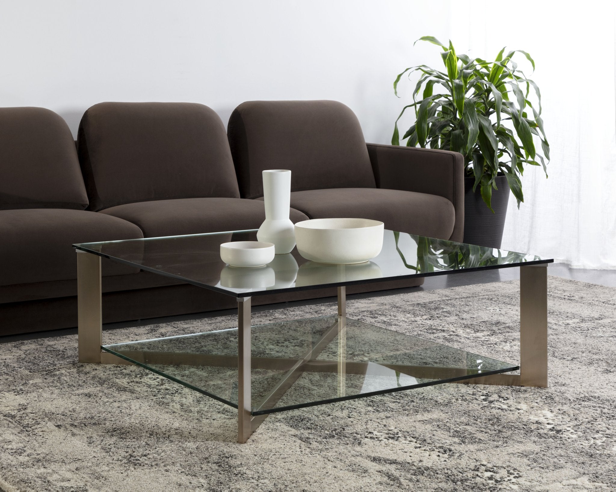 Sunpan Xavier Coffee Table Square Antique Brass
