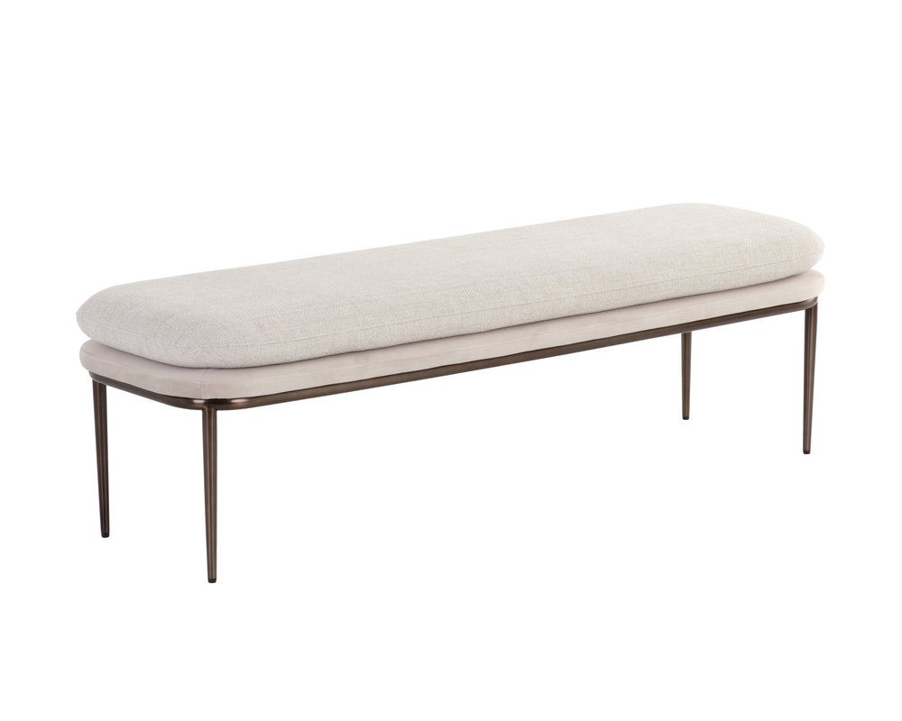Sunpan Koffi Bench Dark Bronze Chacha Cream / Meg Taupe