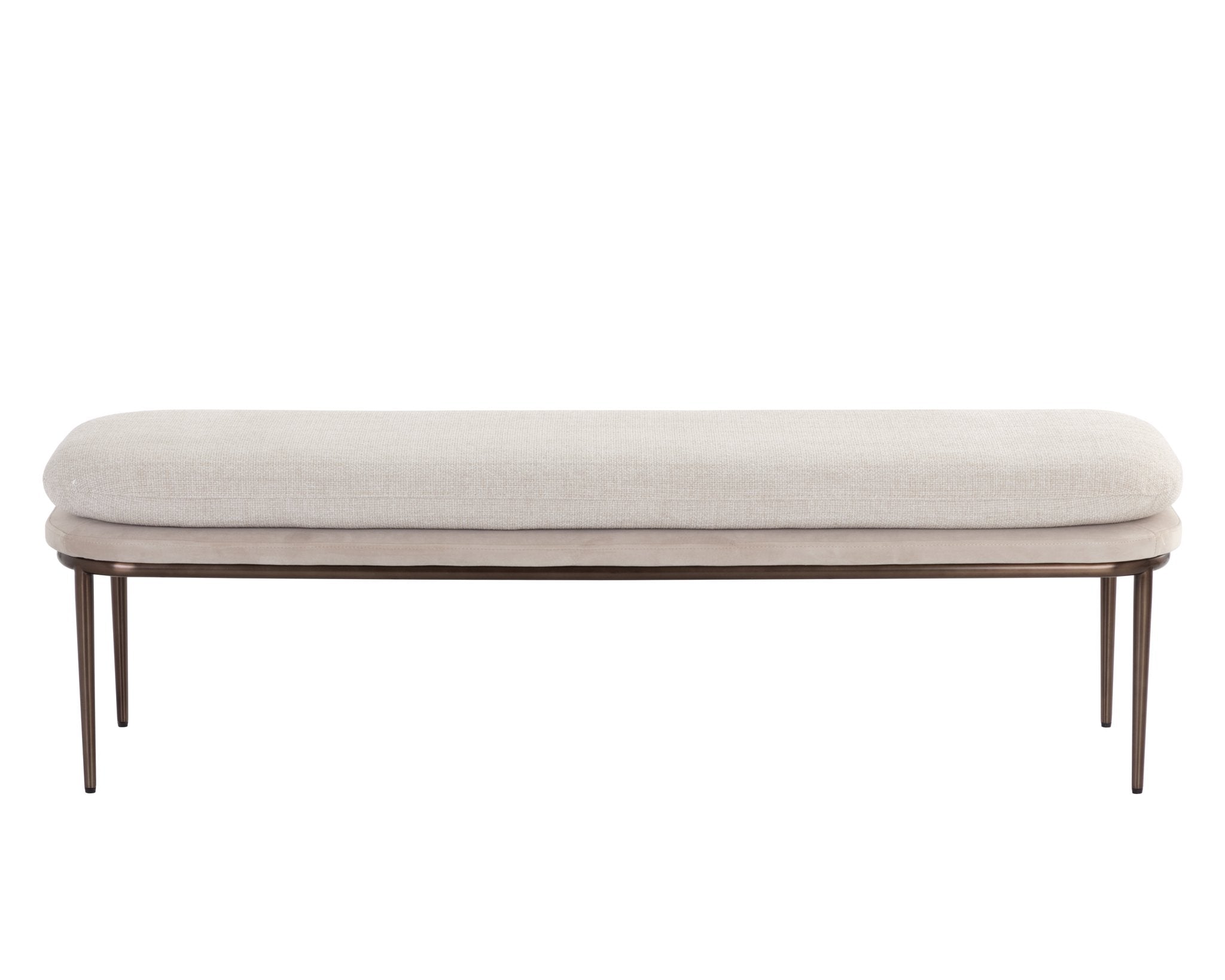Sunpan Koffi Bench Dark Bronze Chacha Cream / Meg Taupe