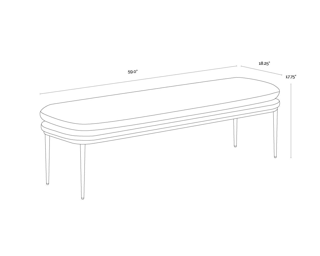 Sunpan Koffi Bench Dark Bronze Chacha Cream / Meg Taupe