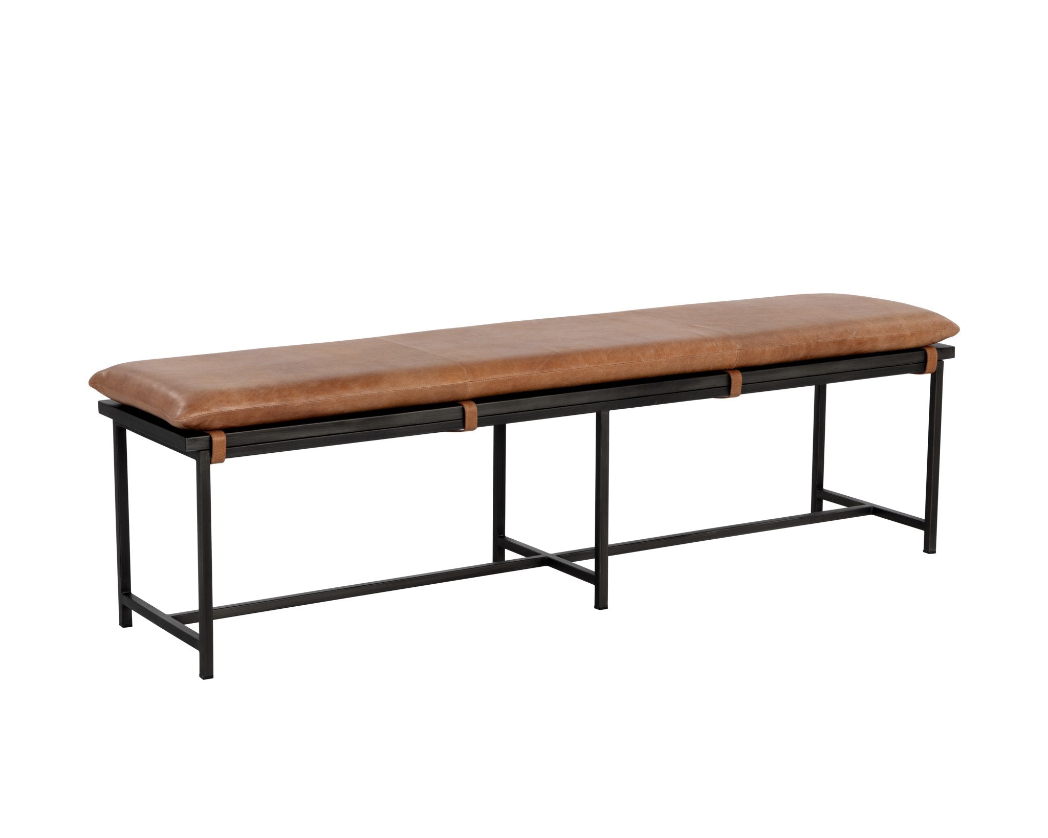 Sunpan Zancor Bench Gunmetal Tan Leather