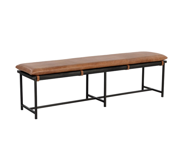 Sunpan Zancor Bench Gunmetal Tan Leather