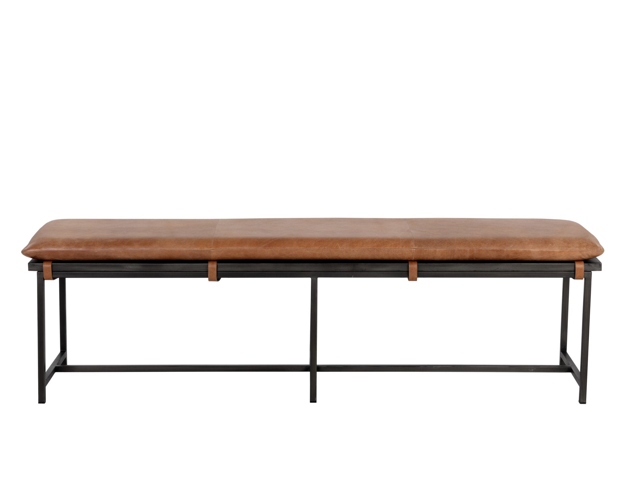 Sunpan Zancor Bench Gunmetal Tan Leather