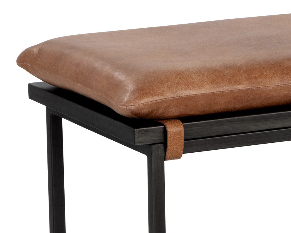 Sunpan Zancor Bench Gunmetal Tan Leather