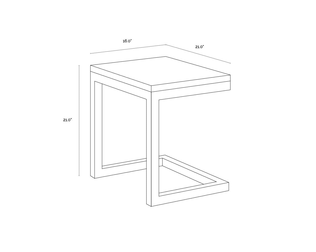 Sunpan Geneve C Shaped End Table
