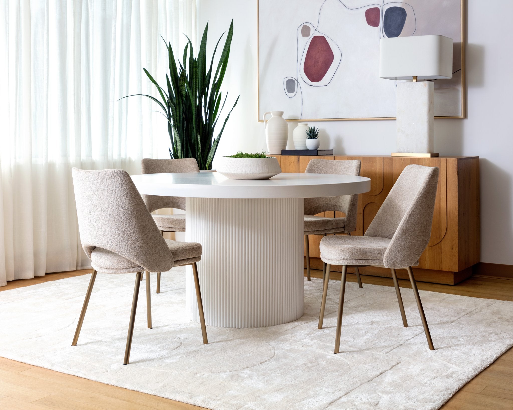 Sunpan Nicolette Dining Table White 55"