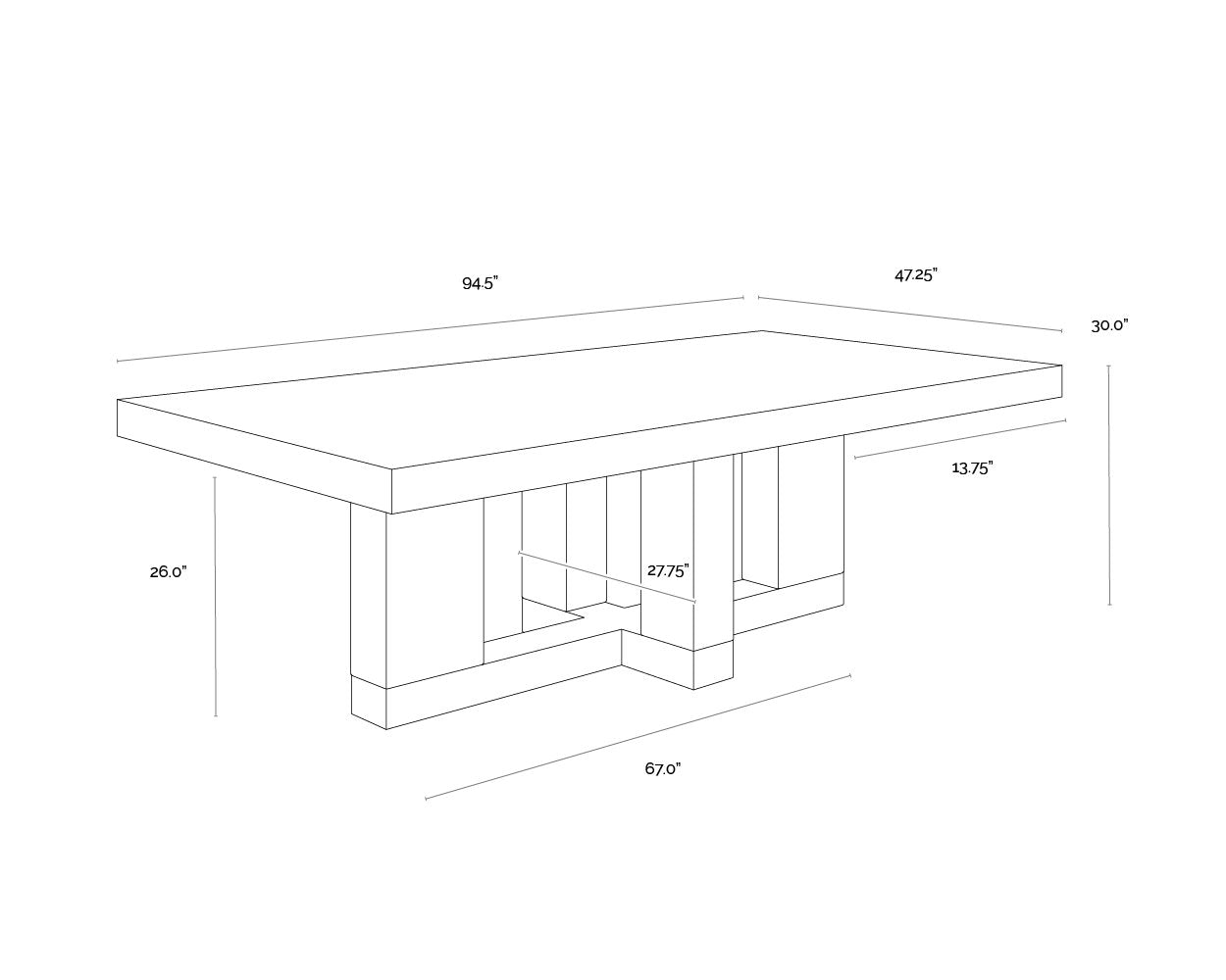 Sunpan Greco Dining Table Gauntlet Grey 94.5"