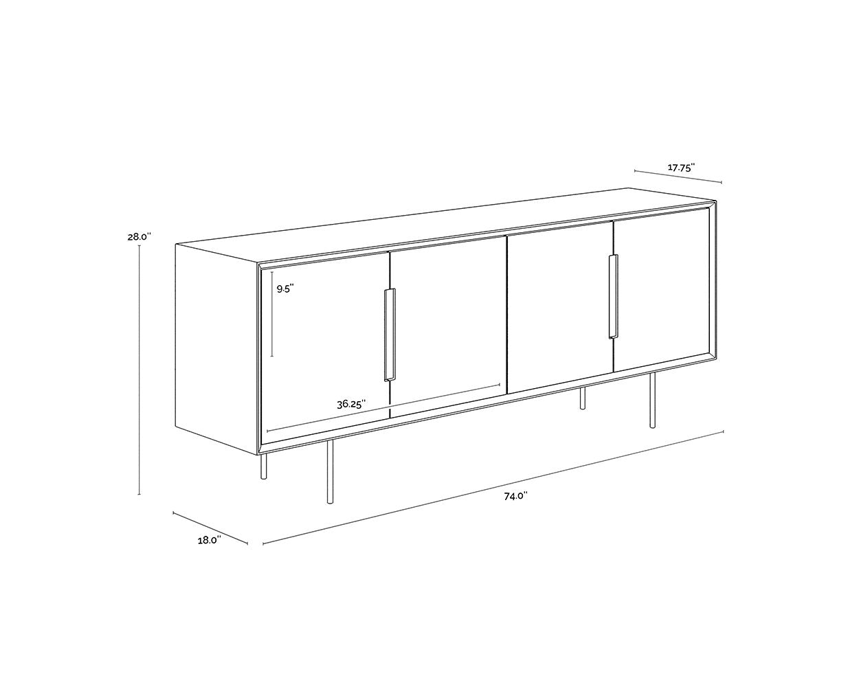 Sunpan Danbury Sideboard Modern Cream