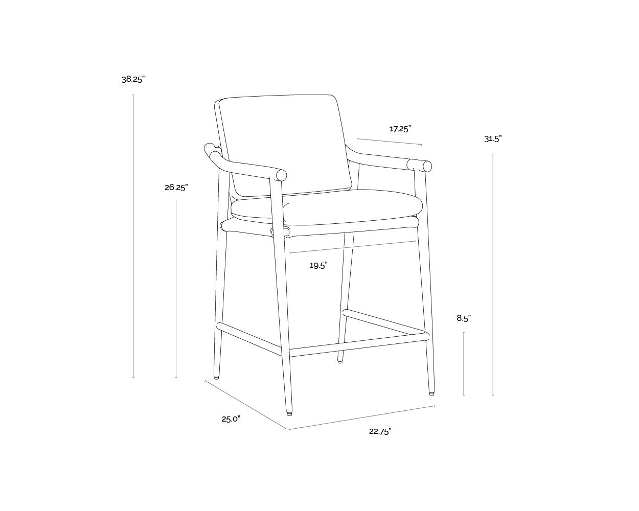 Sunpan Meadow Counter Stool Vault Fog