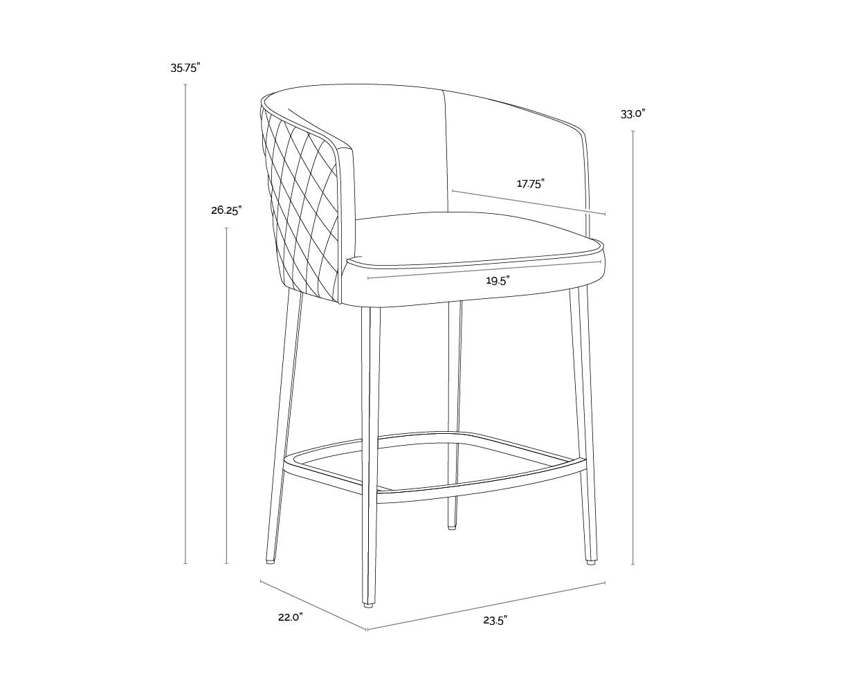 Sunpan Cornella Counter Stool Danny Iceberg