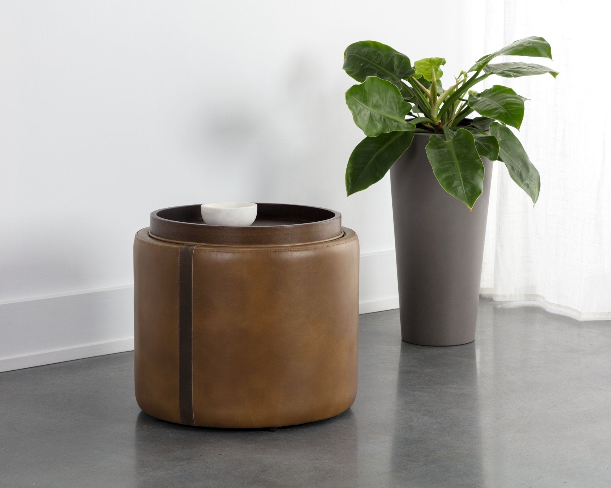 Sunpan Borelli Storage Ottoman Tobacco Tan / Autumn Chestnut