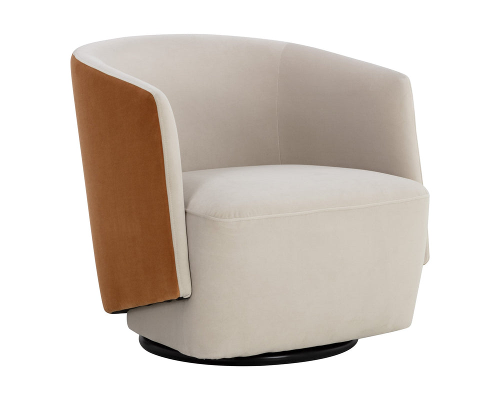 Sunpan Sarina Swivel Lounge Chair Meg Taupe / Meg Gold