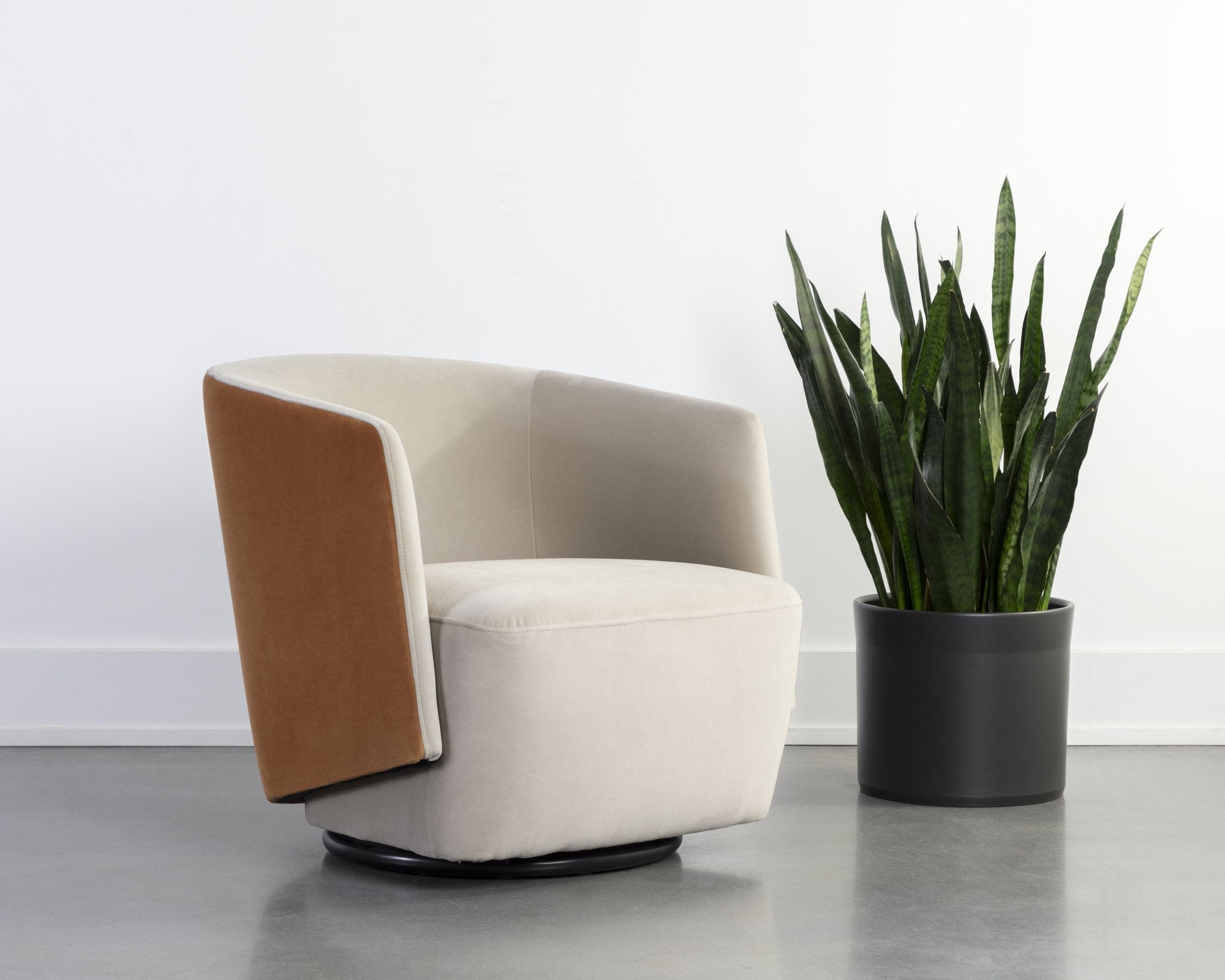 Sunpan Sarina Swivel Lounge Chair Meg Taupe / Meg Gold