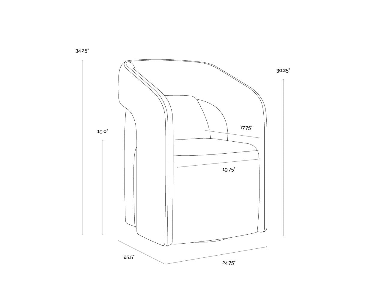 Sunpan Kendrick Wheeled Dining Armchair