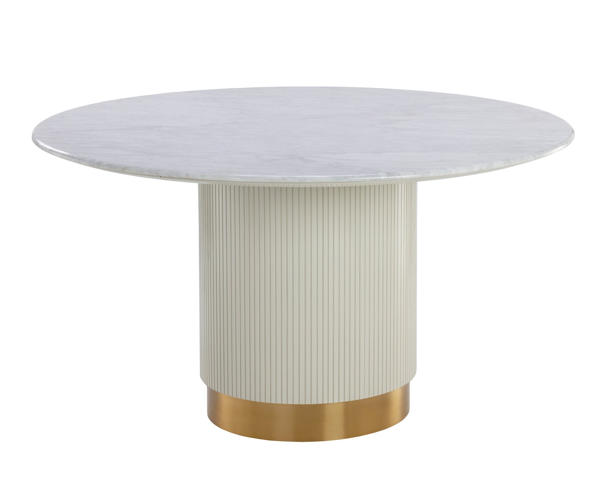 Sunpan Paloma Dining Table Round White Marble 54"
