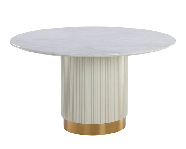 Sunpan Paloma Dining Table Round White Marble 54"