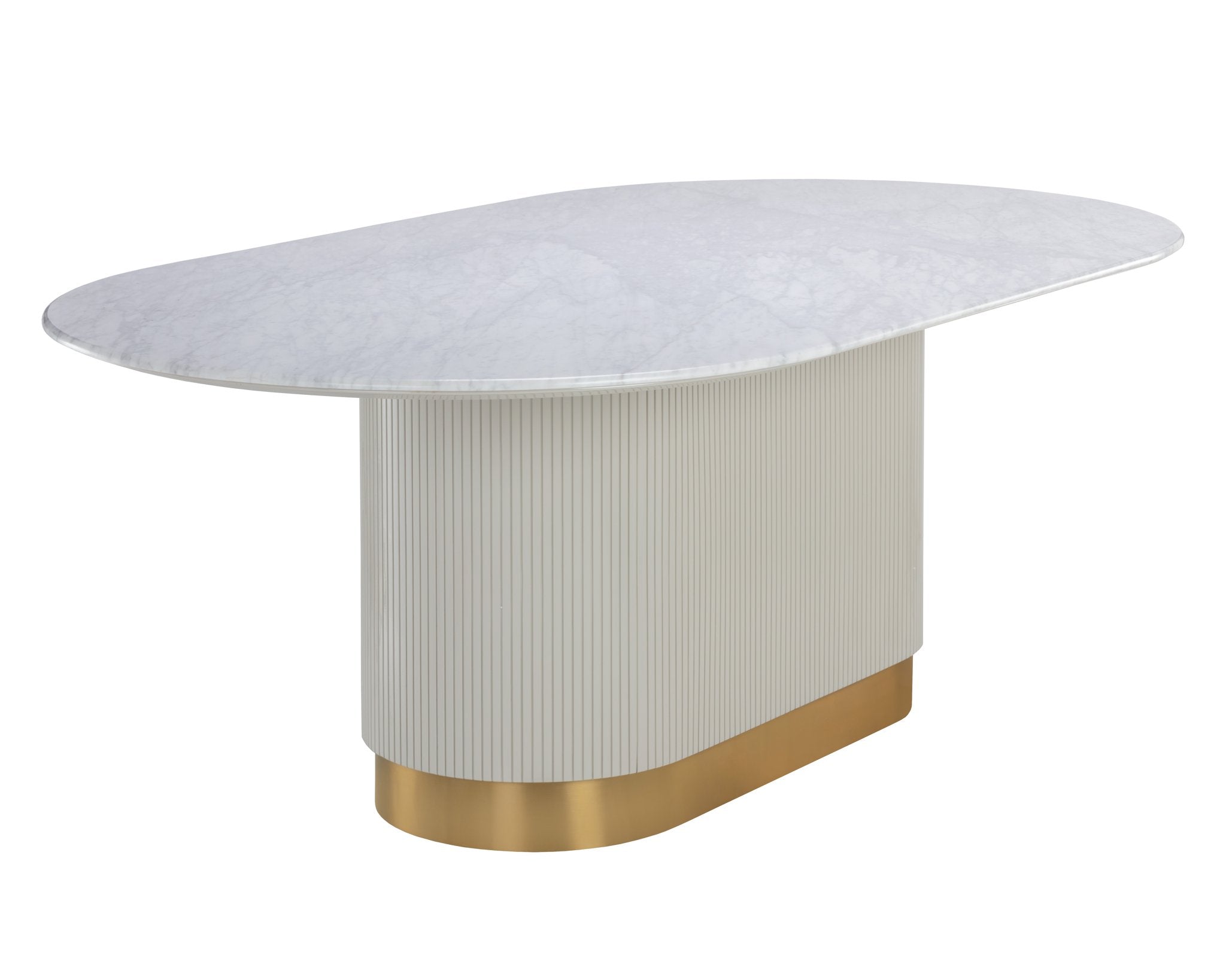 Sunpan Paloma Dining Table Oval White Marble 84"