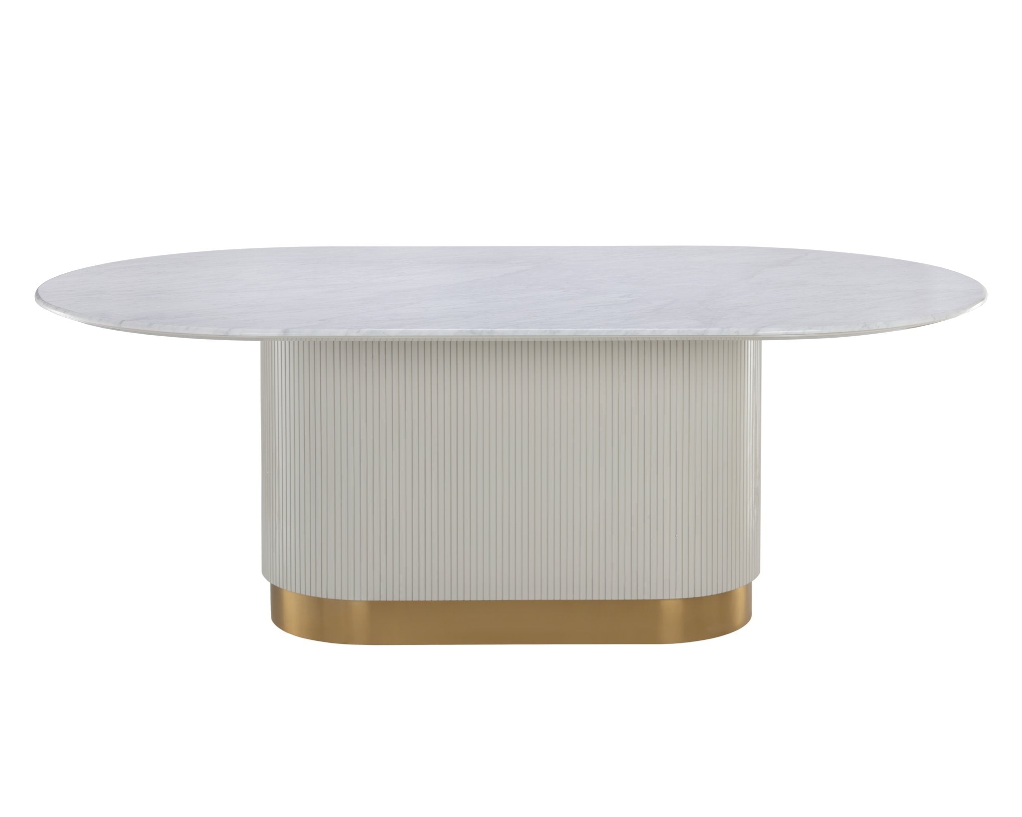 Sunpan Paloma Dining Table Oval White Marble 84"