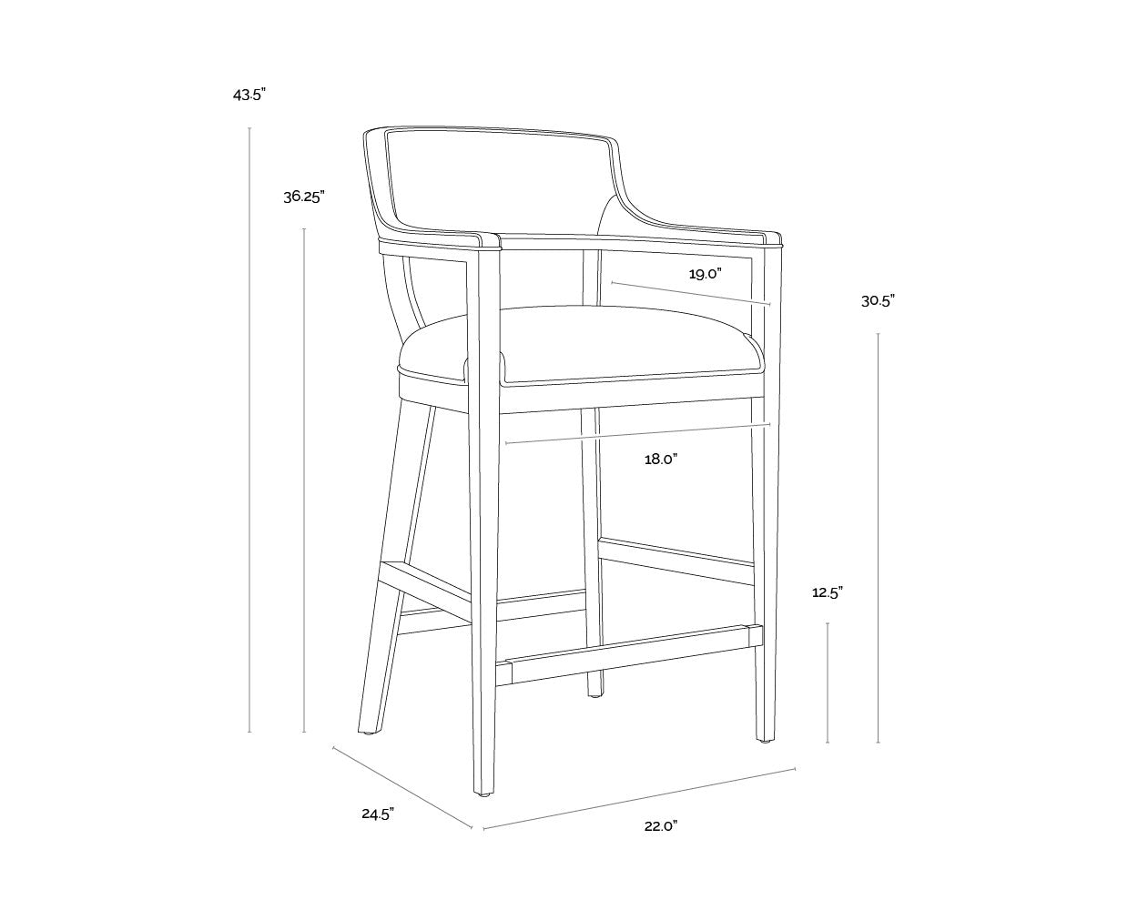 Sunpan Brylea Barstool Brown Shalimar Tobacco Leather