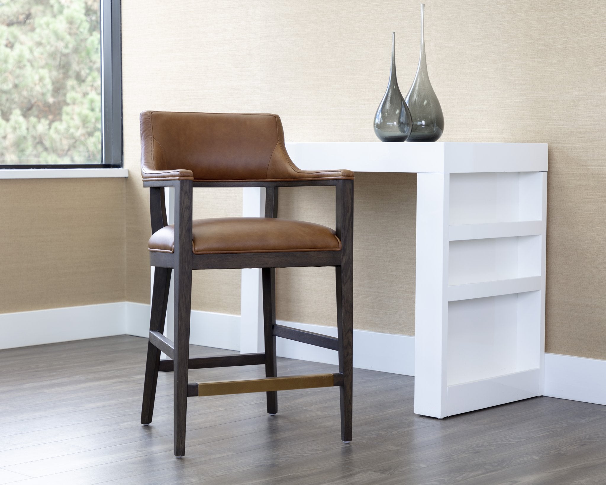 Sunpan Brylea Counter Stool Brown Shalimar Tobacco Leather
