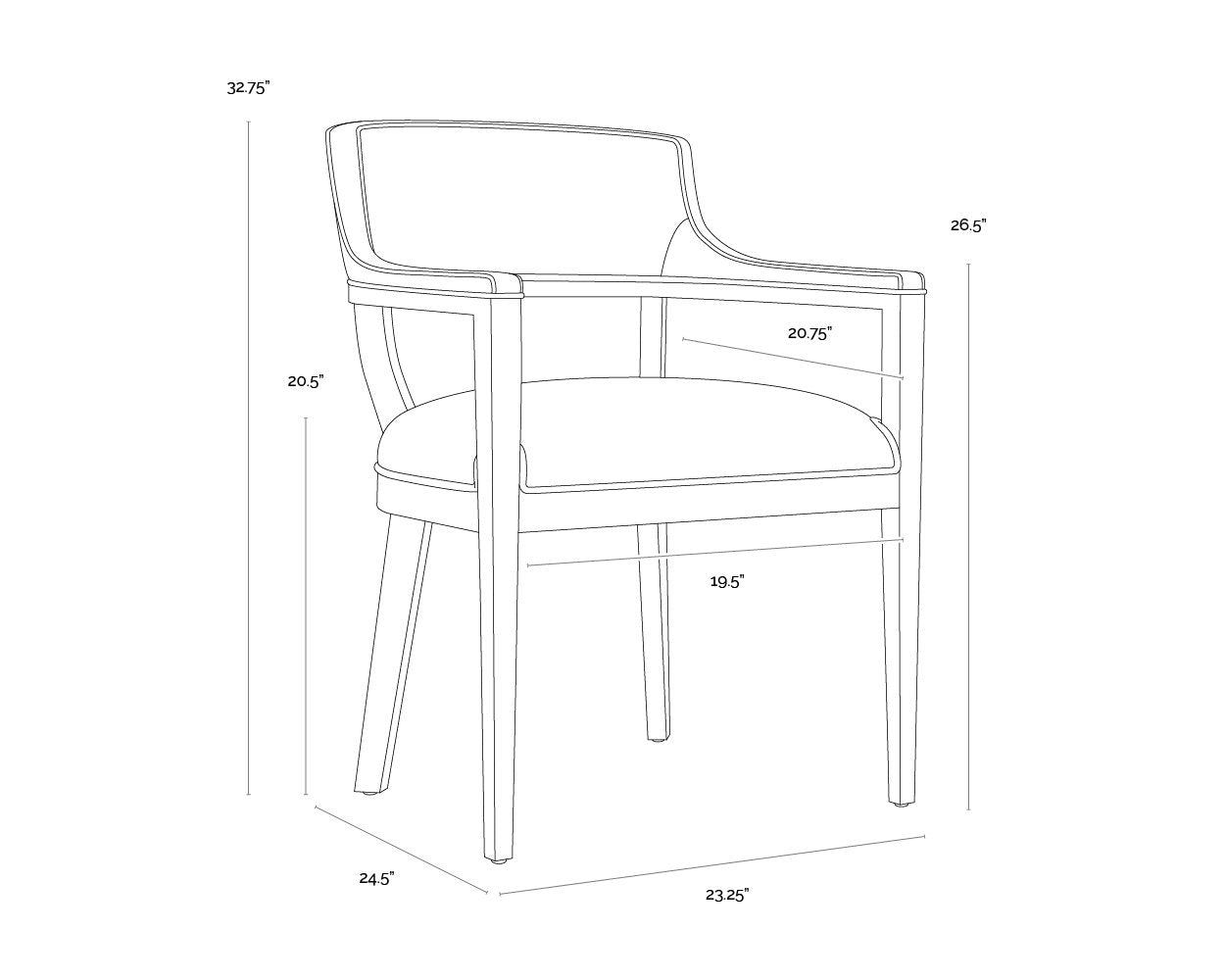 Sunpan Brylea Dining Armchair Brown Shalimar Tobacco Leather