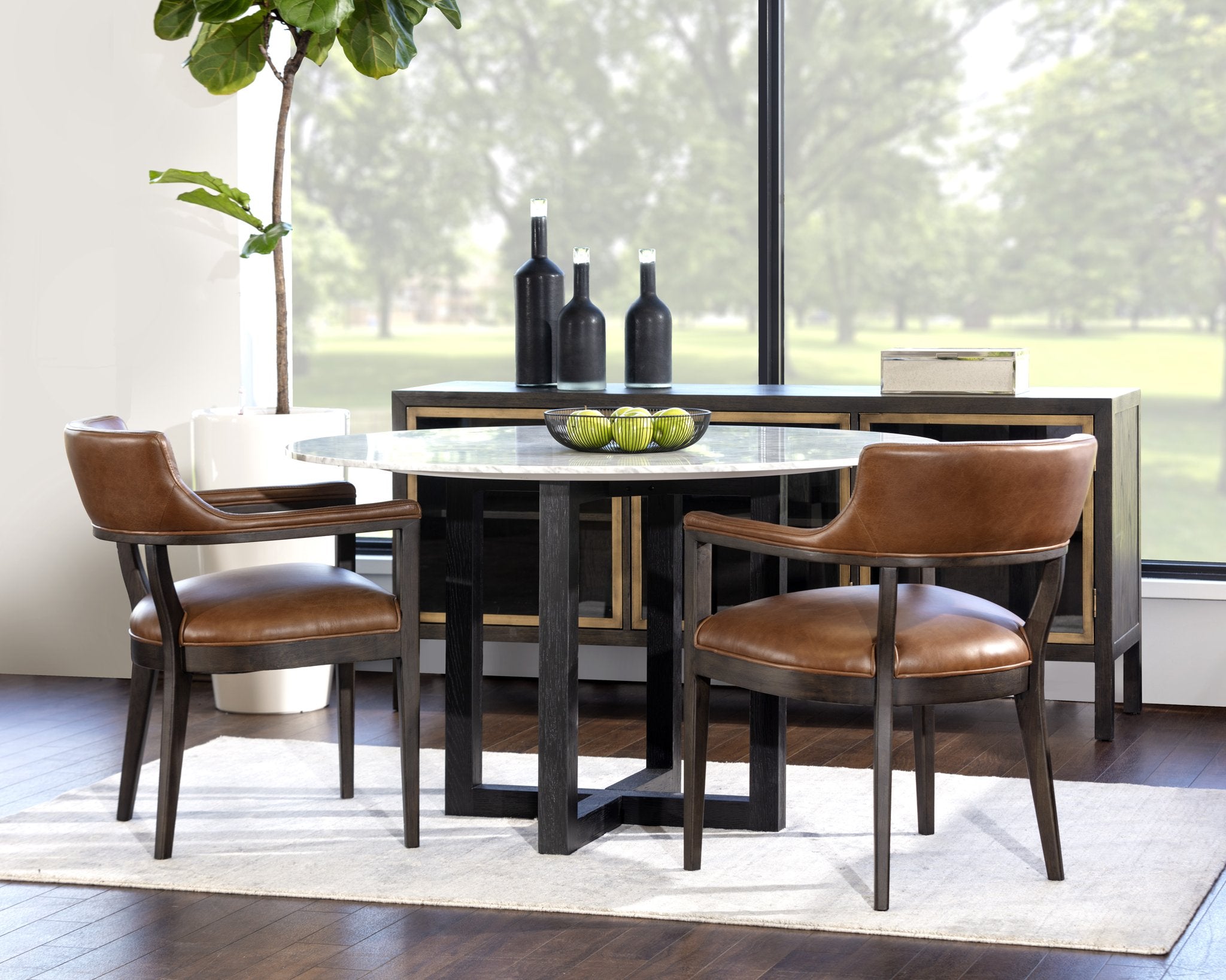 Sunpan Brylea Dining Armchair Brown Shalimar Tobacco Leather