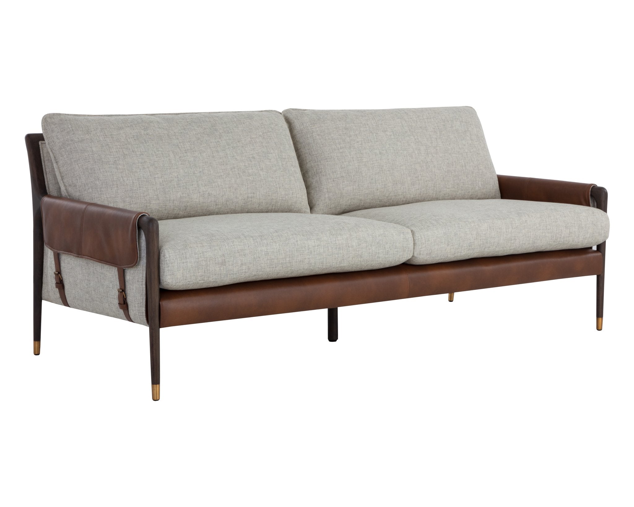 Sunpan Mauti Sofa Brown Vault Fog / Bravo Cognac