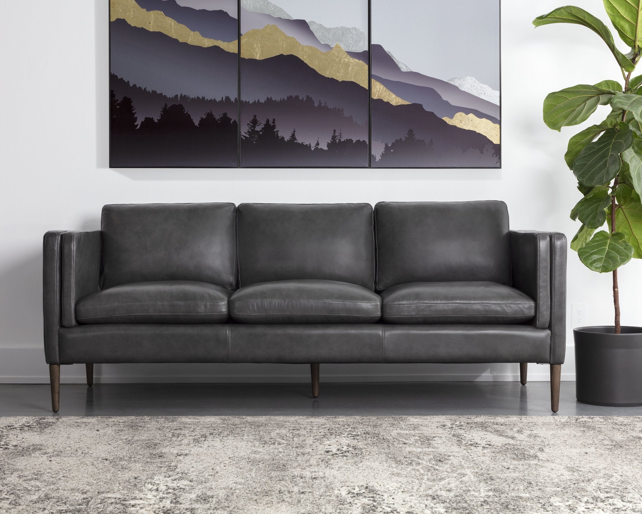 Sunpan Richmond Sofa Brentwood Charcoal Leather