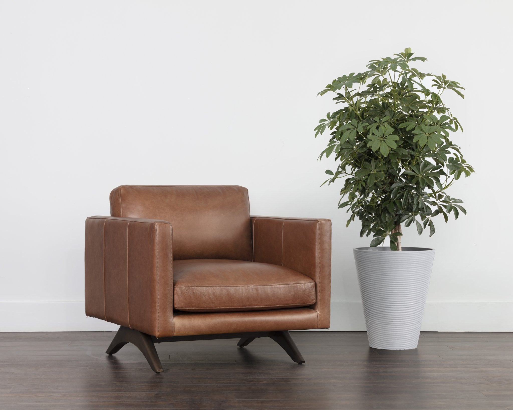 Sunpan Rogers Armchair Shalimar Tobacco Leather