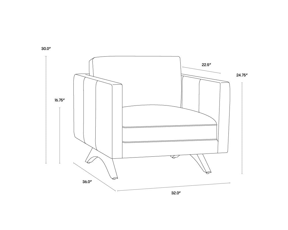 Sunpan Rogers Armchair Shalimar Tobacco Leather