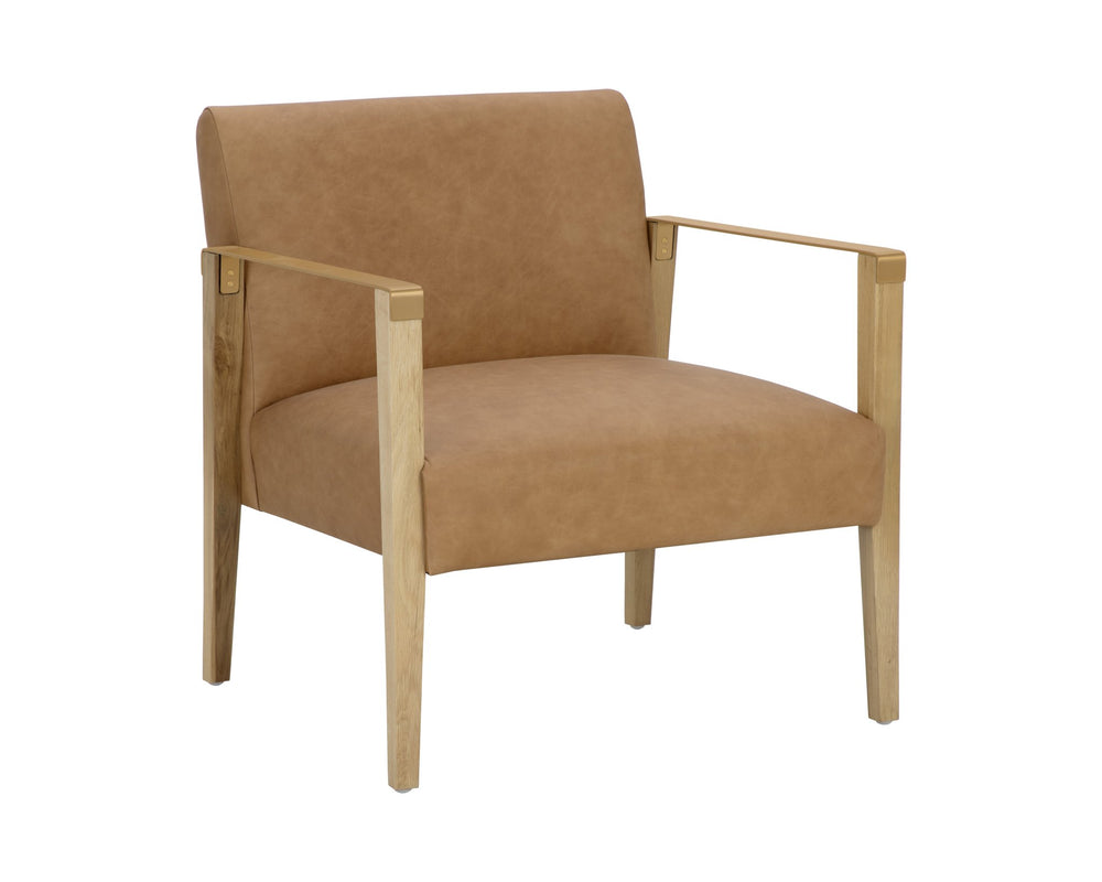 Sunpan Earl Lounge Chair Rustic Oak Ludlow Sesame Leather